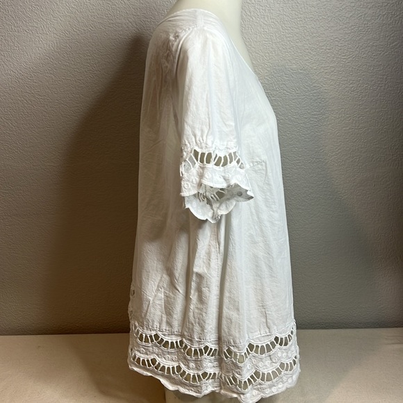Lane Bryant White Eyelet Hem Blouse | Size 14/16 | 100% Cotton - Picture 5 of 7